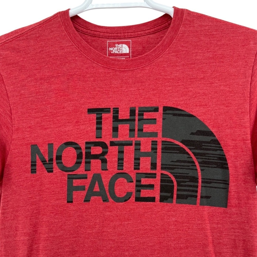The North Face Mens Slim Fit Graphic Logo T-Shirt Heather Red Large Short Sleeve